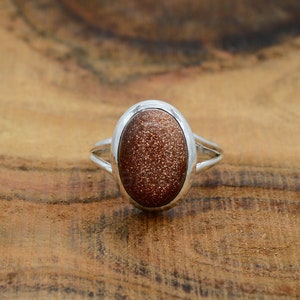 Brown Goldstone Ring, Handmade Ring, Antique Ring, Womens Jewelry, Gold Sandstone Ring, Daily Wear Ring, Gemstone Jewelry, Gift For Her.