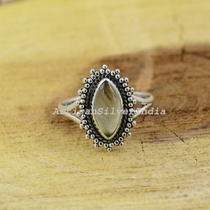 Natural Green Prehnite Ring, 925 Silver Ring, Prehnite Silver Ring, Handmade Ring, Gemstone Ring, Gift For Her, Wedding Statement Jewelry.