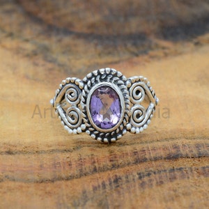 Amethyst Ring, Gemstone Ring, Handmade Ring, Women Ring, Oval Cut Amethyst Ring, Boho Jewelry, Purple Amethyst Ring, Jewelry for Her.
