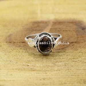Black Rutile Quartz 925 Sterling Silver Ring - Handmade Statement Jewelry