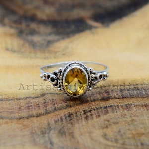 Natural Citrine Silver Ring, Handmade Ring, 925 Sterling Silver, Ring, Anxiety Ring, November Birthstone, Citrine Jewelry, Statement Rings.