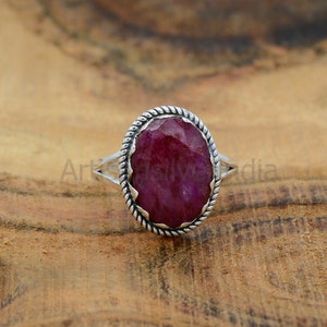 Handmade Oval Ruby Ring: 925 Sterling Silver July Birthstone