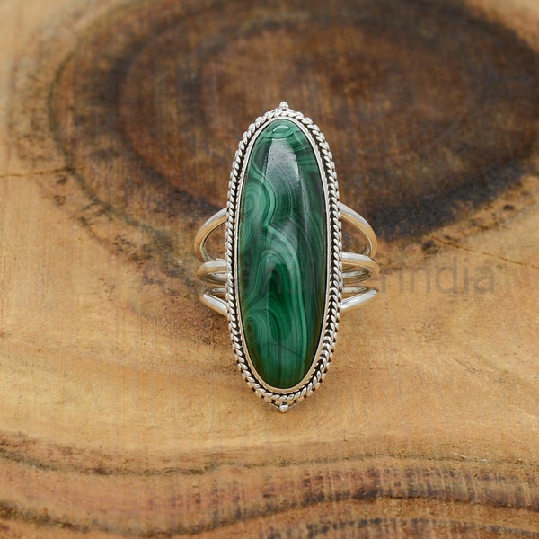 Malachite Ring, Gemstone Ring, Daily Wear Ring, 925 Silver Ring, Green Malachite Ring, Jewelry For Women, Bohemian Ring, Malachite Jewelry.