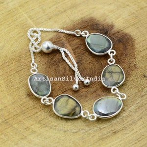 Labradorite Bracelet, 925 Silver Bracelet, Gift For Her, Women Bracelet, Labradorite Silver Bracelet, Everyday Bracelet, Antique Jewelry.