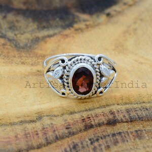 Anello in argento sterling con granato naturale: pietra portafortuna di gennaio, gioielli Fidget