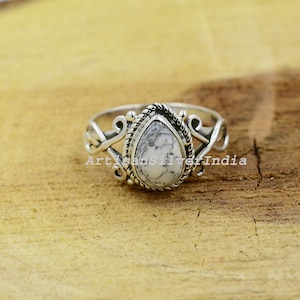 Dendrite Agate 925 Sterling Silver Ring - Handmade Boho Jewelry