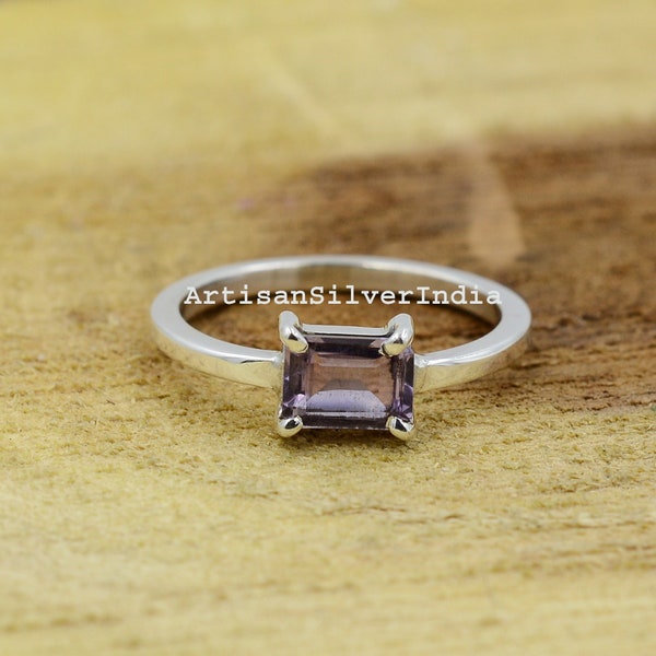 Natural Amethyst Silver Ring, Handmade Ring, 925 Silver Ring, Women Ring, Cut Stone Ring, Dainty Ring, Knuckle Rings, Anniversary Gift