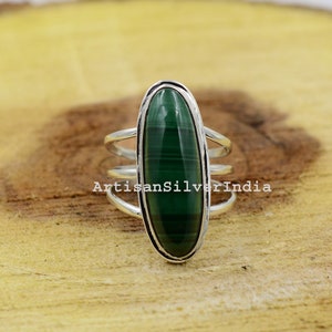 Natural Green Malachite Ring, Gemstone Ring, Malachite Ring, 925 Silver Ring, Bohemian Ring, Women Ring, Malachite Jewelry, Anniversary Gift