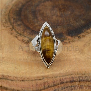 Tiger Eye Ring, Gemstone Ring, 925 Silver Ring, Handmade Ring, Yellow Tiger Eye Ring, Everyday Ring, Jewelry for Wife, Evil Eye Ring.