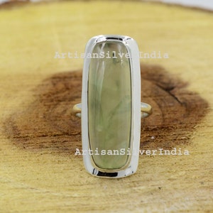 Prehnite Gemstone Ring, 925 Silver Ring, Women Ring, Bohemian Ring, Everyday Ring, Prehnite Jewelry, Anniversary Ring, Prehnite Jewelry.