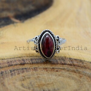 Natural Garnet Ring, 925 Sterling Silver Ring, Garnet Promise Ring, Gift For Her, Gemstone Jewelry, Statement Rings, Anniversary Gifts.