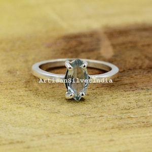 Dainty Aquamarine Ring: 925 Sterling Silver, March Birthstone