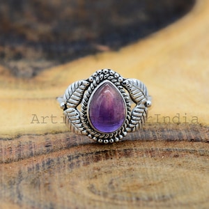 Natürlicher Amethyst Silberring, 925er Silberring, Statement-Ring, Amethyst Schmuck, Handgefertigter Ring, Antiker Ring, Februar Birthstone Schmuck.