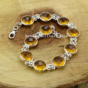 Natural Citrine Bracelet: Sterling Silver Boho Jewelry