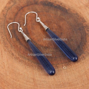Pendiente de cuarzo iolita, pendiente de plata 925, pendiente colgante, pendiente hecho a mano, pendiente de ansiedad, joyería de iolita, regalos para ella.