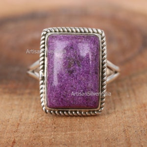 Australian Stichtite Sterling Silver Ring: Boho Gemstone Jewelry