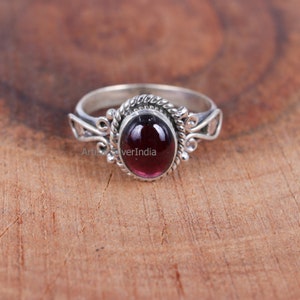 Red Garnet Statement Ring: Oval 925 Sterling Silver, January Birthstone