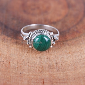 Malachite Ring, 925 Sterling Silver Ring, Handmade Ring, Gemstone Ring, Green Malachite Ring, Women Ring, Gift For Her, Malachite Jewelry.