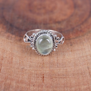 Natural Prehnite Silver Ring, 925 Silver Ring, Gemstone Ring, Handmade Ring, Gift For Her, Prehnite Jewelry, Engagement Ring, Womens Ring.