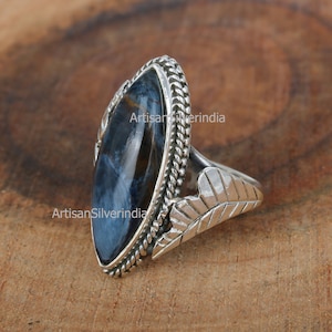 Blue Pietersite Ring, Handmade Ring, Antique Ring, 925 Silver Ring, Natural Pietersite Silver Ring, Statement Ring, Wedding Jewelry.