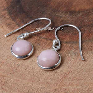 Natural Pink Opal Earrings, Sterling Silver Earrings, Dangle Drop Earring, Gemstone Earring, Boho Jewelry, Bridal Earring, Gift for Bride.