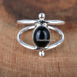 Black Onyx Ring, Handmade Ring, Gemstone Ring, Everyday Ring, Onyx Gemstone Ring, Anxiety Ring, Women Ring, 925 Silver Ring, Wedding Gifts.