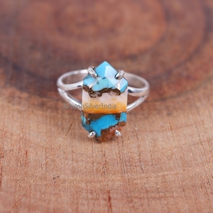 Oyster Copper Turquoise Ring, Gemstone Ring, Women Ring, Turquoise Ring, December Birthstone, Fidget Ring, Everyday Ring, Wedding Jewelry.