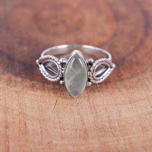 Natural Prehnite Silver Ring, Gemstone Ring, 925 Silver Ring, Women Ring, Statement Ring, Oxidized Ring, Prehnite Jewelry, Gift For Her.