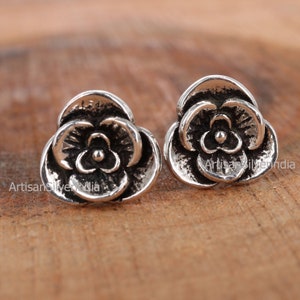 925 Sterling Silver Stud Earrings, Silver Oxidized Earrings, Flower Studs, Gift For Her, Women Earring, Everyday Earring, Bridal Gifts.