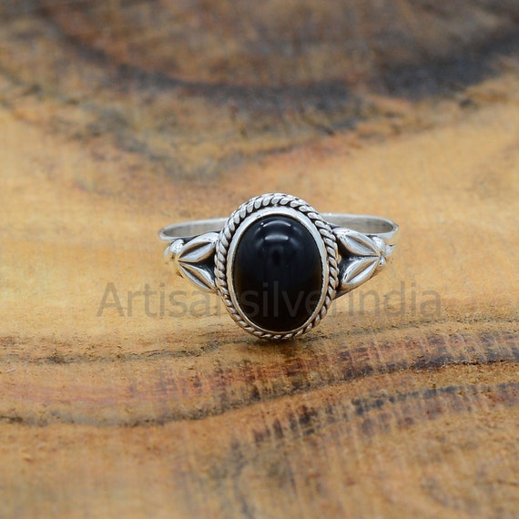 Black Onyx 925 Sterling Silver Ring: Handmade Boho Ring - Etsy
