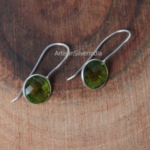 Peridot Gemstone Earring, 925 Sterling Silver Earring, Handmade Peridot Earring, Dangle & Drop Earring, Women's Earring, Gift For Mom.