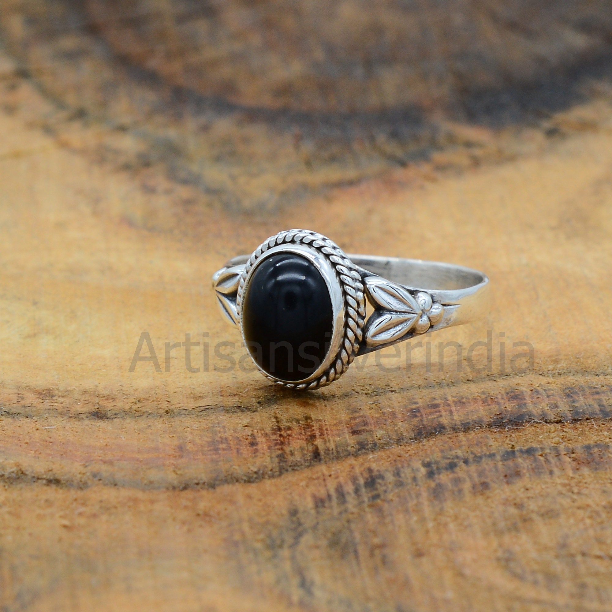Black Onyx 925 Sterling Silver Ring: Handmade Boho Ring - Etsy