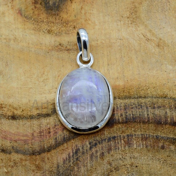 Ciondolo in pietra di luna arcobaleno naturale, ciondolo in argento sterling 925, ciondolo con pietra portafortuna di giugno, gioielli in argento da donna, regalo di Natale per lei - Italia