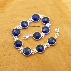Minimalist Sapphire Armband: Handgemachtes Schmuckset aus 925 Sterlingsilber