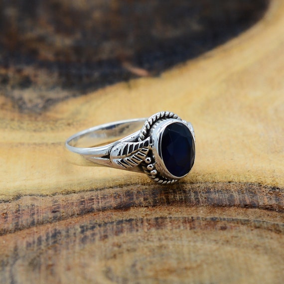 Anello in argento con zaffiro blu indiano anello con zaffiro taglio ovale anello di fidanzamento anello con zaffiro blu anello con pietra preziosa zaffiro pietra portafortuna di settembre. Etsy Italia