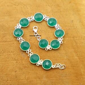 Green Onyx Bracelet, 925 Silver Bracelet, Gift For Her, Boho Bracelet, Womens Bracelet, Handmade Jewelry, Wedding Bracelet, Bridal Bracelet.