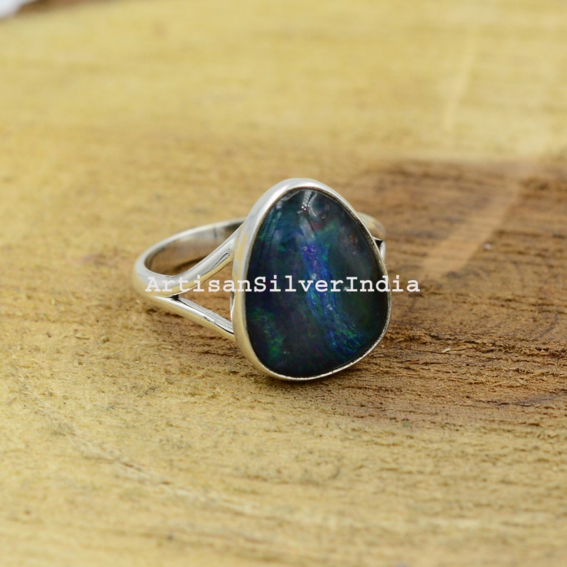 Boulder Opal Ring, 925 Silver Ring, Gemstone Ring, Australian Boulder Opal Ring, Gift For Her, Women Ring, Opal Jewelry, Everyday Ring. image 3