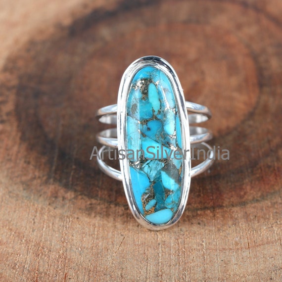 Anello In Argento Con Turchese Blu Rame Jeweloporium - Foto 12