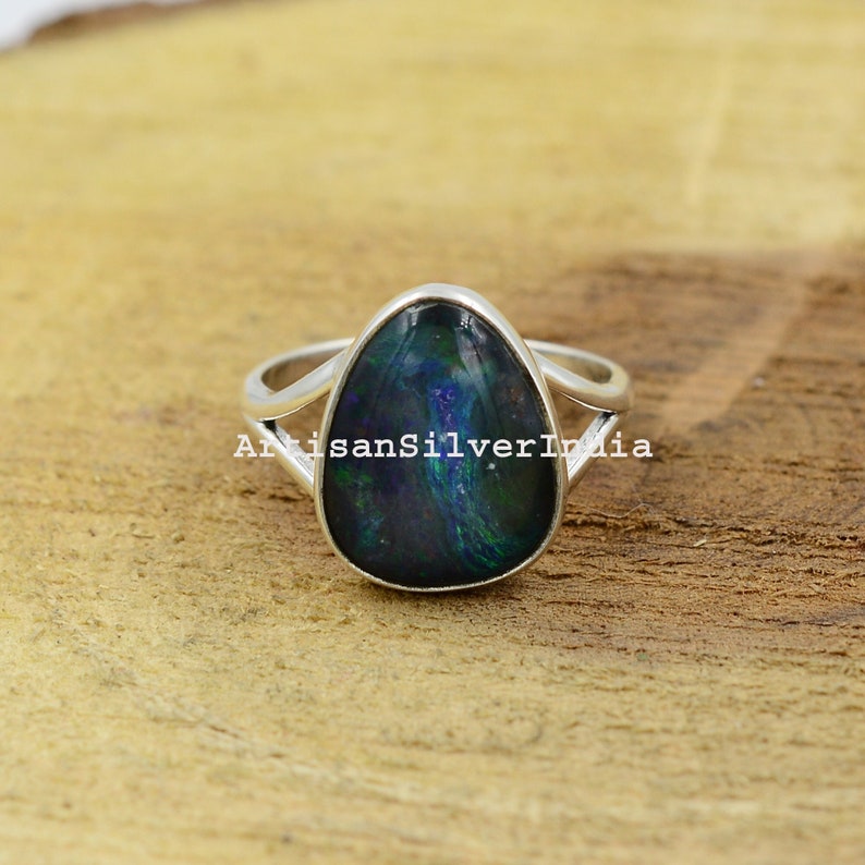 Boulder Opal Ring, 925 Silver Ring, Gemstone Ring, Australian Boulder Opal Ring, Gift For Her, Women Ring, Opal Jewelry, Everyday Ring. image 1