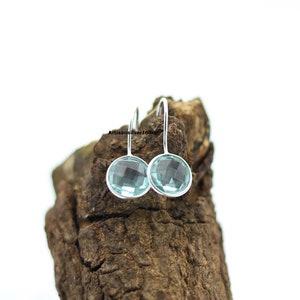 Pendientes colgantes de aguamarina, pendientes colgantes con piedra preciosa azul océano, regalos para ella, regalo para mamá, piedra natal de marzo, joyería de plata de ley 925.