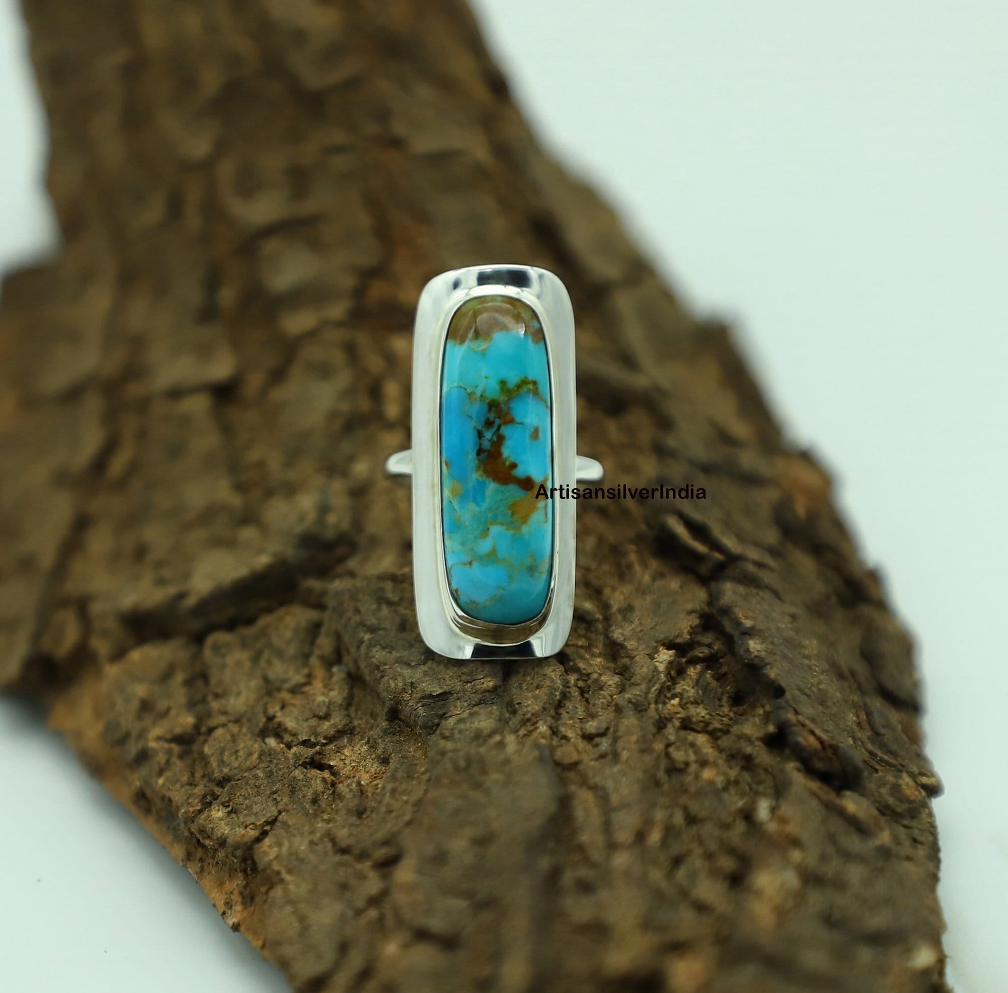 Native American Turquoise Ring, Navajo Sterling Silver, Boho