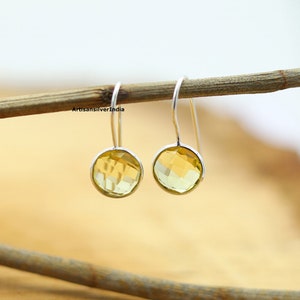 Citrine Dangle Earrings: 925 Sterling Silver, November Birthstone
