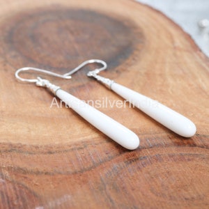 Witte agaatoorbellen, handgemaakte oorbel, damesoorbellen, 925 zilveren oorbel, agaat edelsteenoorbel, statement sieraden, cadeau voor bruiden.