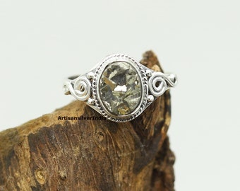 Raw Pyrite Ring: Sterling Silver Statement Ring, Handmade Jewelry