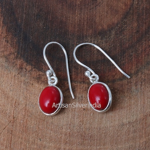 Red Coral Earrings, 925 Silver Earring, Women Earring, Coral Jewelry, Gemstone Earrings, Gift For Her, Earrings for Her, Christmas Day Gift.