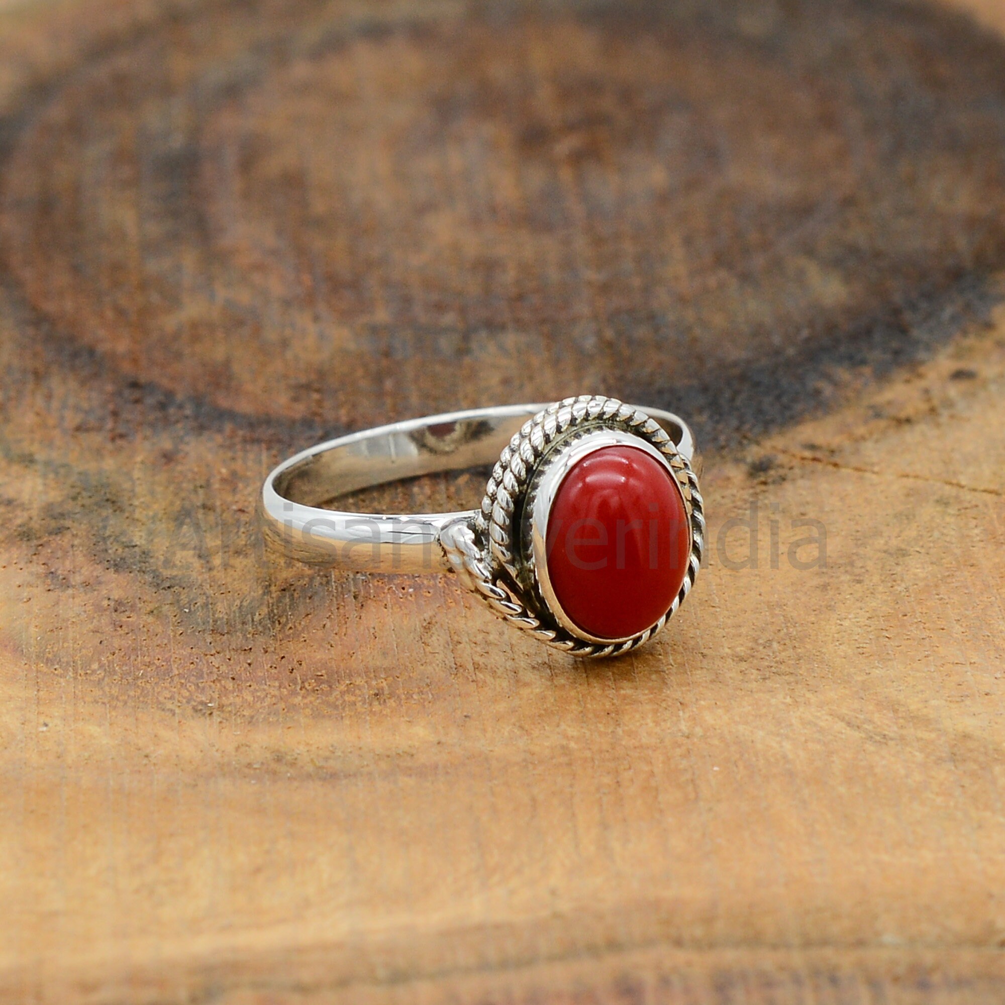 Brass Carnelian Red Coral Jewelry Ring, Size: 10 X 14mm at Rs 200/piece in  Jaipur