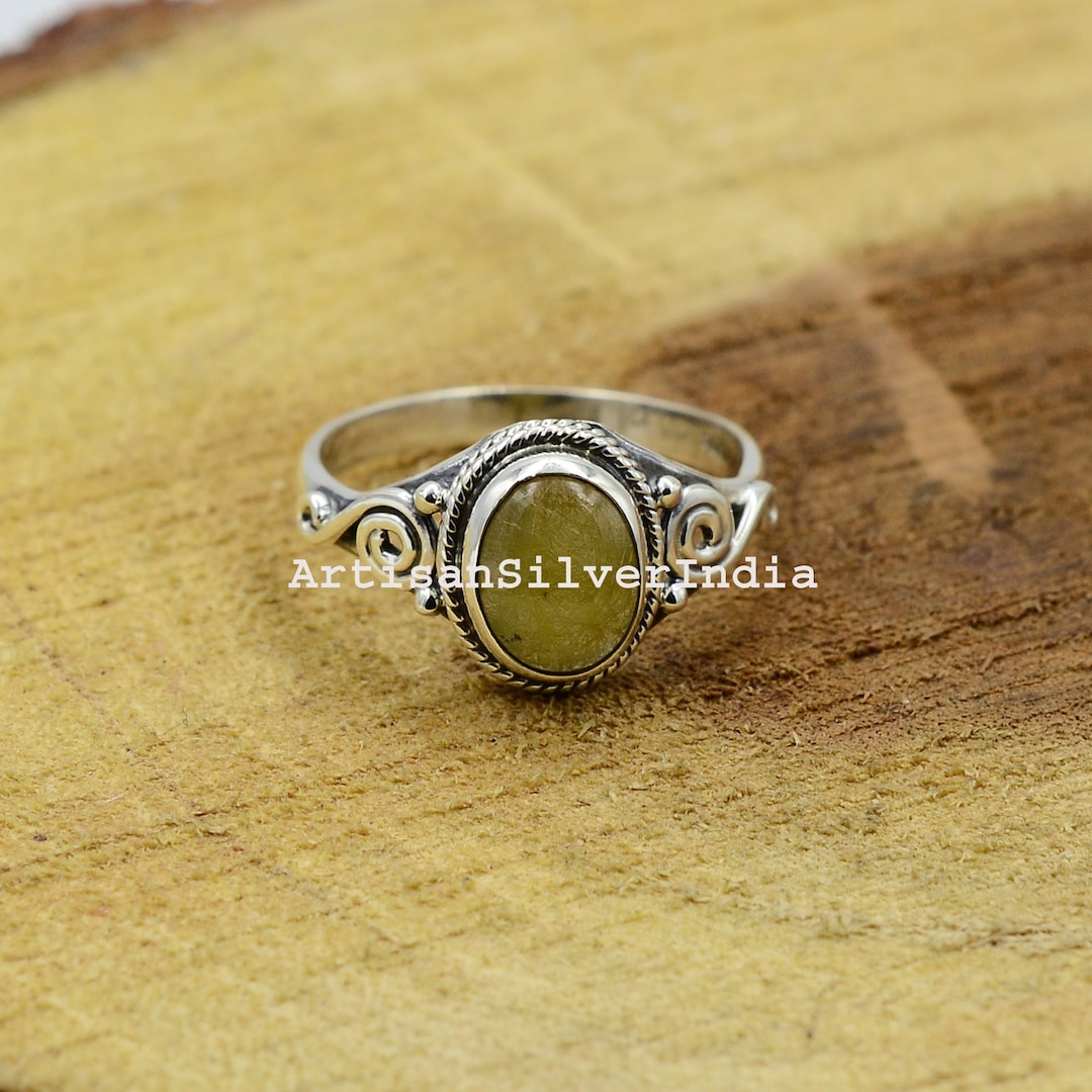 Golden Rutile Ring: Dainty 925 Sterling Silver Gemstone Ring - Etsy