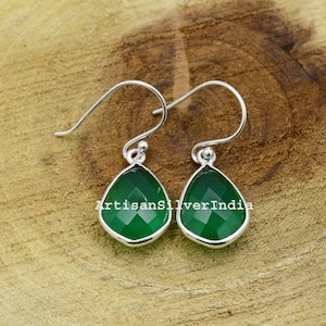Green Onyx Earrings- 925 Sterling Silver Earrings- Dangle & Drop Earrings- Handmade Silver Earrings- Women Earrings- Gift For Mom.