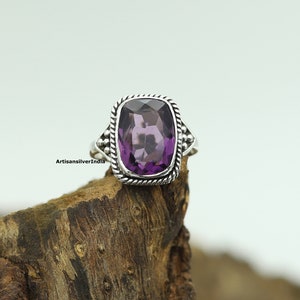 Purple Amethyst Ring, 925 Silver Ring, Gemstone Ring, Handmade Ring, Amethyst Silver Ring, Women Ring, Oxidized Ring, Birthday Gifts
