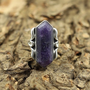 Natural Lepidolite Gemstone Ring, 925 Sterling Silver Ring, Handmade Jewelry, Rings, Jewelry, Statement Ring, Lepidolite Jewelry.